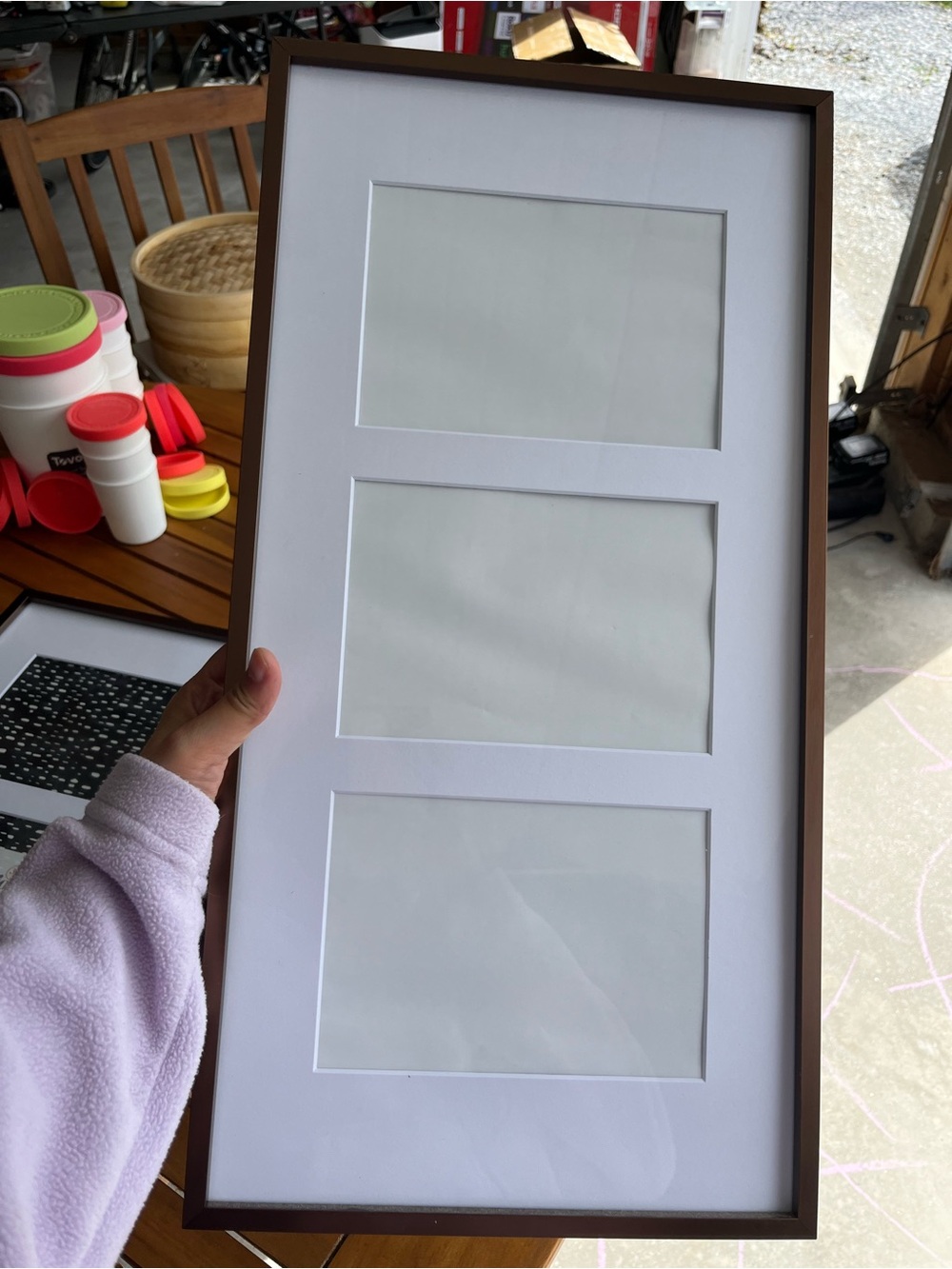 Studio Brown Triple Photo Frame(Metal)  with White Mat